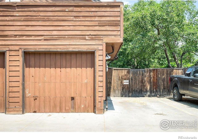 view of garage