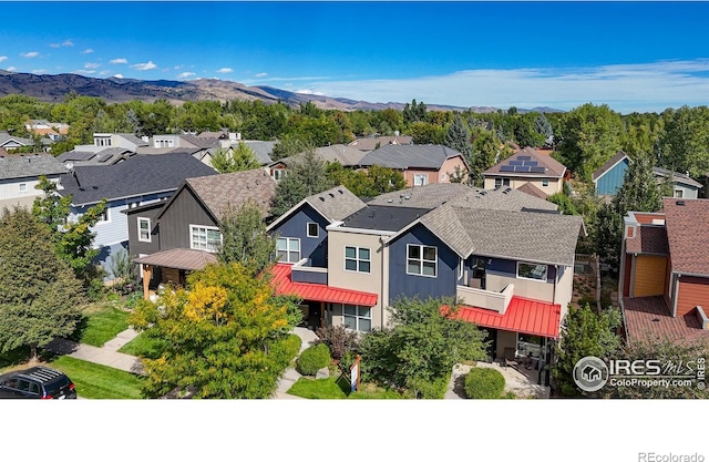 aerial view featuring a mountain view