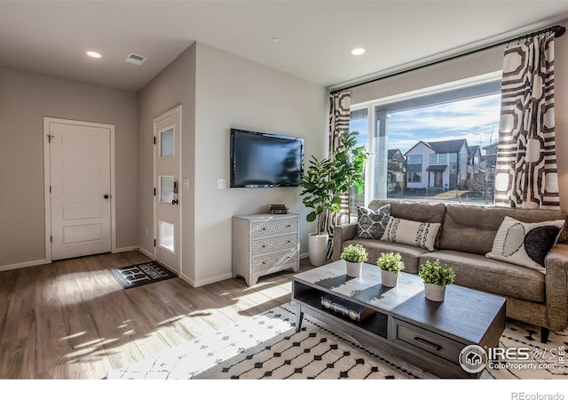 living room featuring light hardwood / wood-style floors