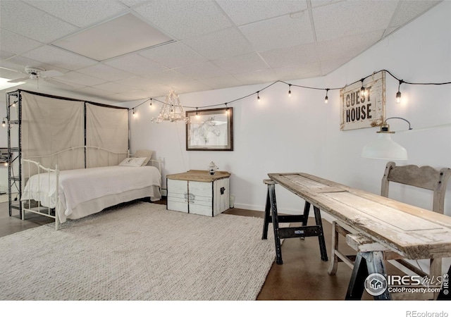 bedroom featuring a drop ceiling