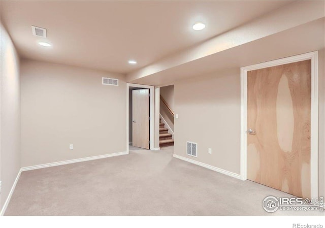 basement with carpet