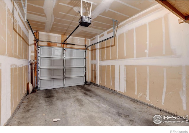 garage with a garage door opener