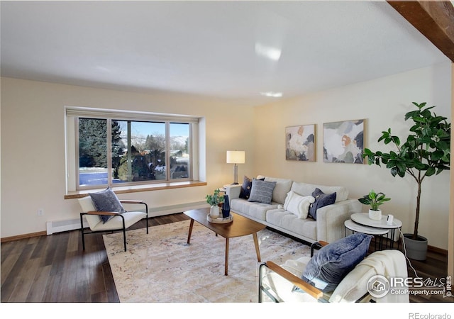 living room featuring dark hardwood / wood-style flooring