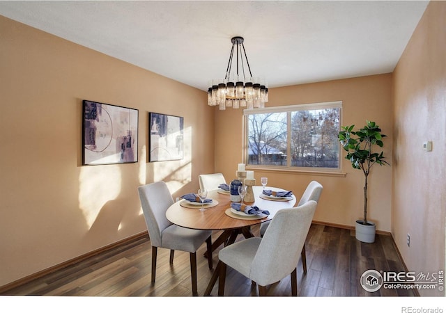 dining room with dark hardwood / wood-style floors