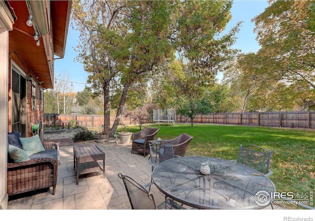 view of patio with a trampoline