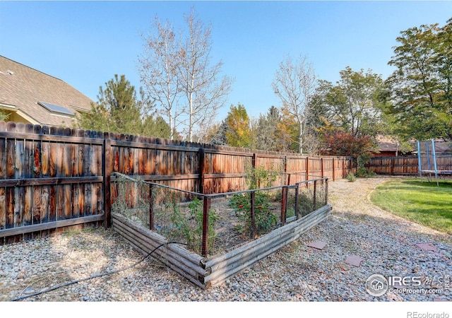 view of yard with a trampoline