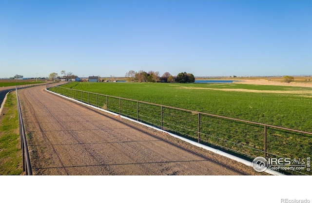 view of street with a rural view