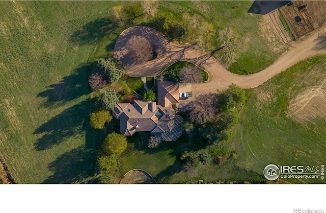 aerial view with a rural view