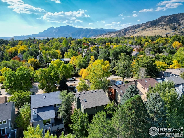 birds eye view of property featuring a mountain view