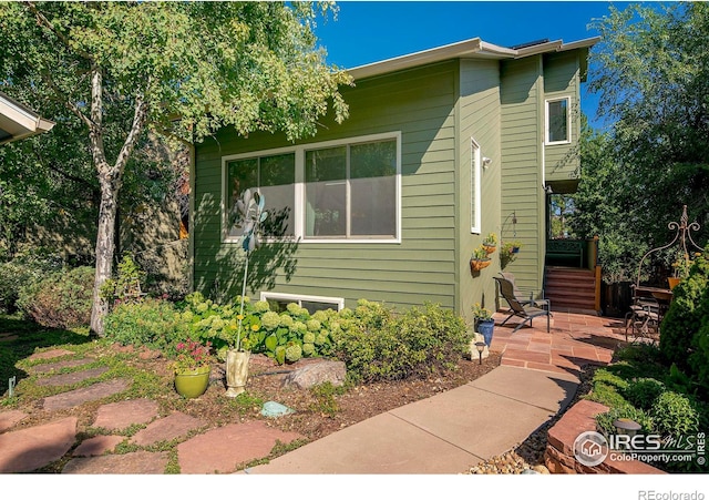 view of front of home with a patio