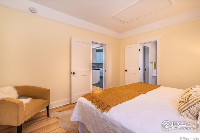 bedroom featuring light hardwood / wood-style flooring