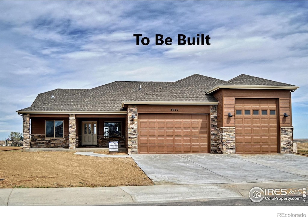 prairie-style house with a garage