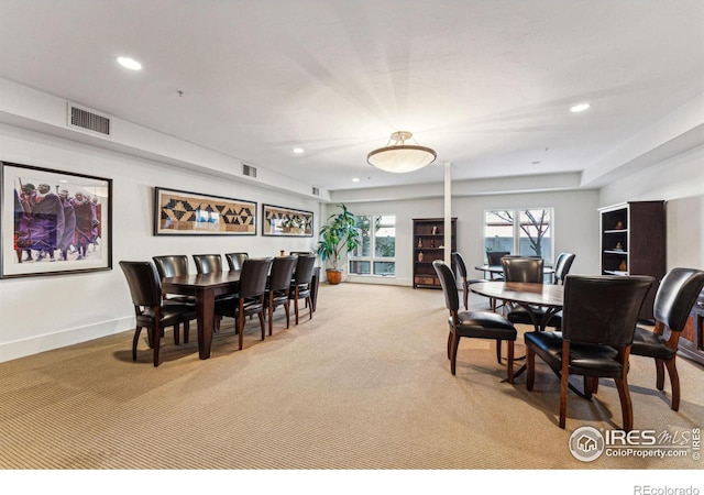 view of carpeted dining room