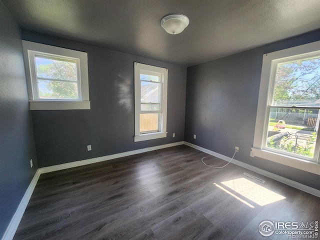 spare room featuring dark wood-type flooring