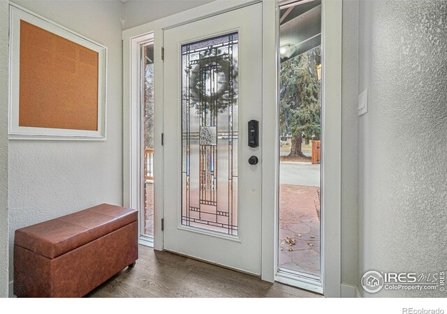 doorway featuring hardwood / wood-style floors