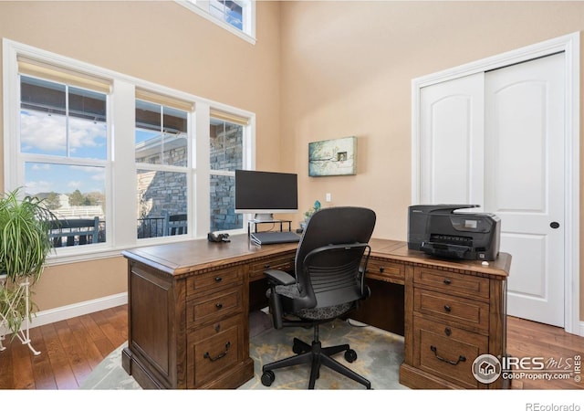 office with hardwood / wood-style floors