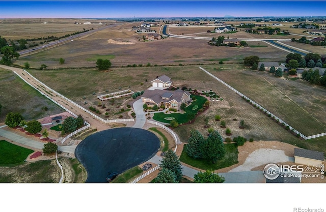 bird's eye view featuring a rural view