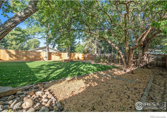 view of yard featuring a fenced backyard