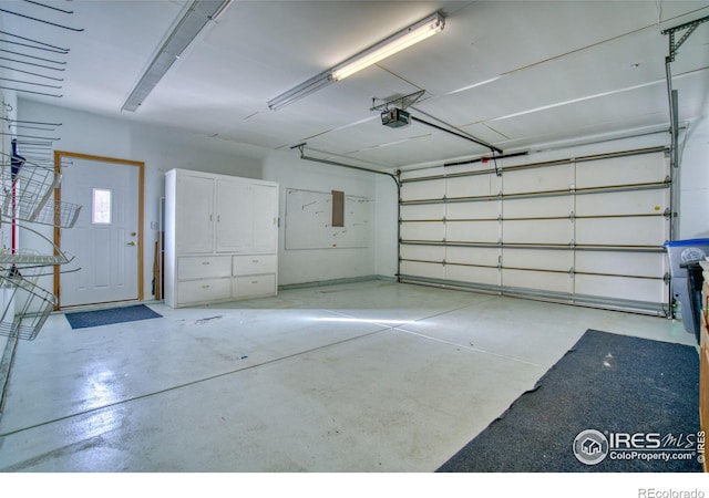 garage with a garage door opener