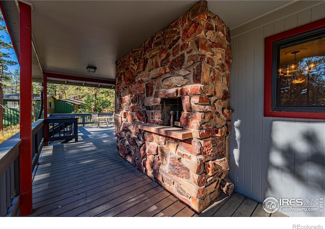 wooden deck featuring covered porch