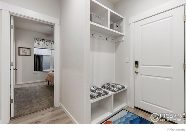 mudroom featuring light wood-type flooring