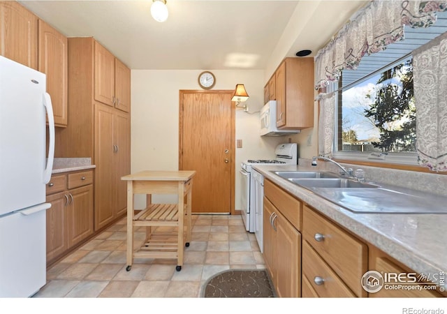 kitchen featuring sink and white appliances