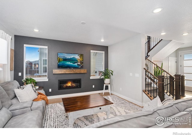 living room with light wood-type flooring