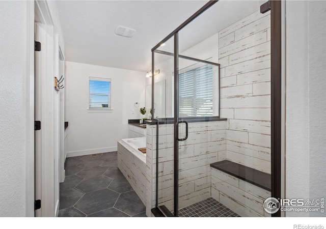 bathroom with plus walk in shower