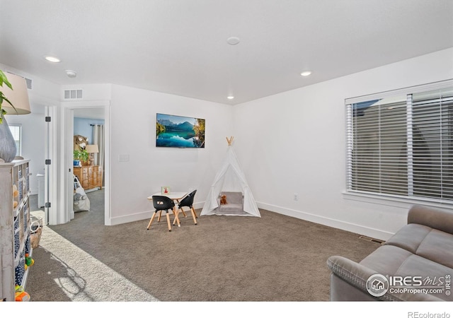 recreation room featuring carpet floors