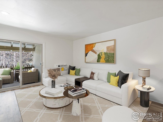 living room featuring light hardwood / wood-style floors