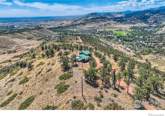 aerial view with a mountain view