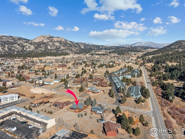 aerial view with a mountain view