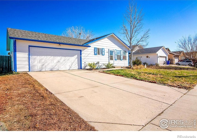 single story home with a garage