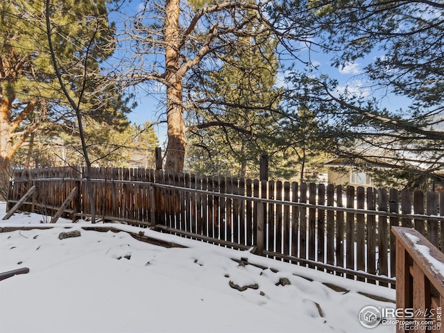 view of yard covered in snow