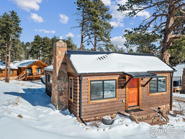 view of log home