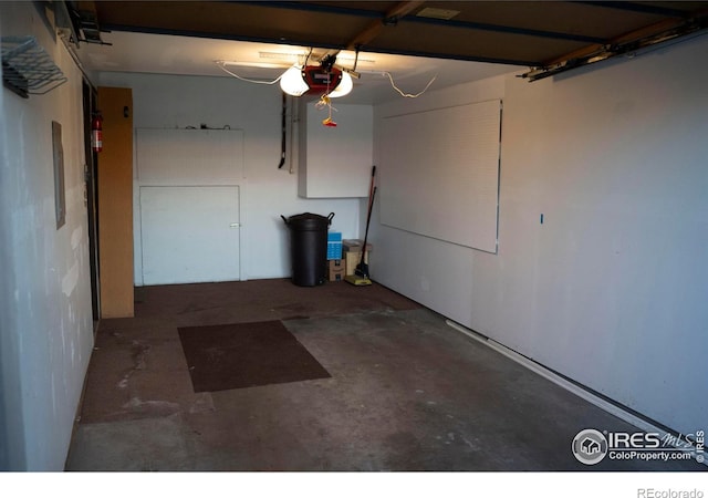 garage with a garage door opener