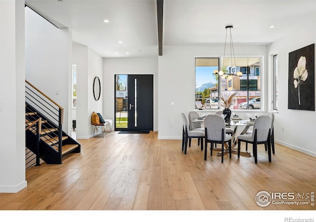 2125 Vine Ave, Boulder, CO 80304 - dining area with wood-type flooring, stairs, recessed lighting, and baseboards