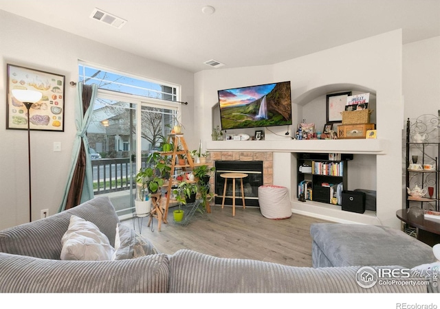 living room featuring light hardwood / wood-style flooring