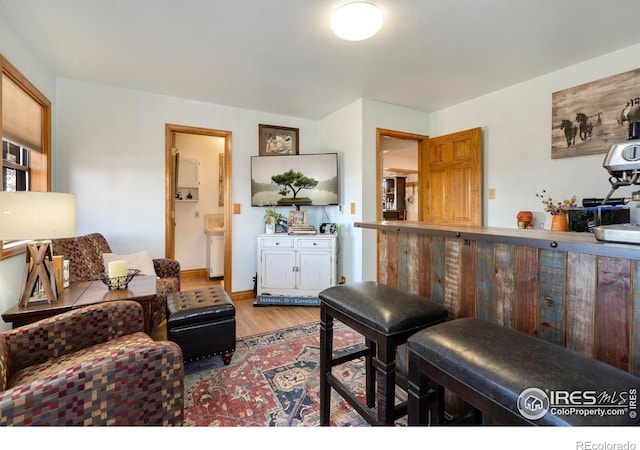 living room featuring light hardwood / wood-style floors