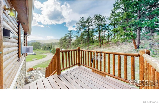 deck with a mountain view