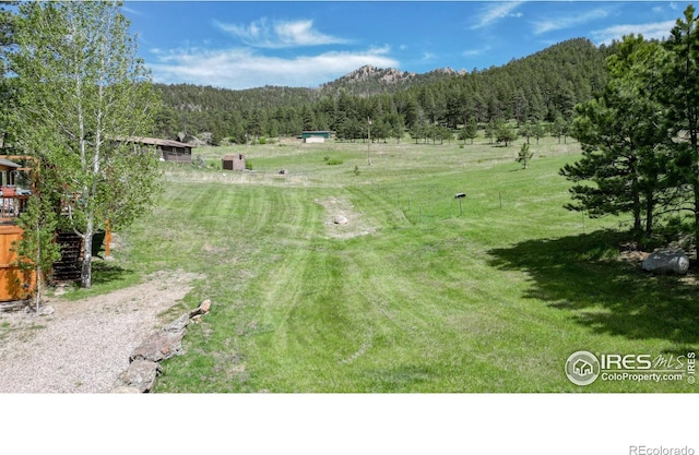 view of yard featuring a mountain view