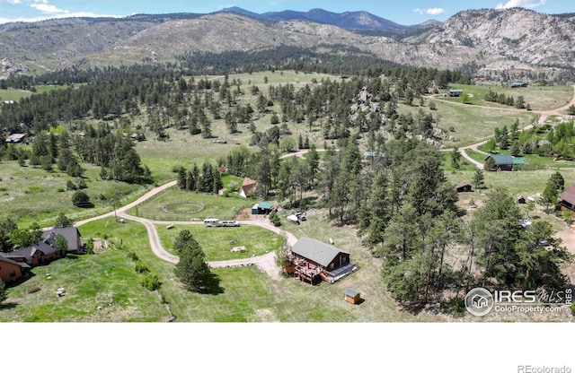 bird's eye view with a mountain view