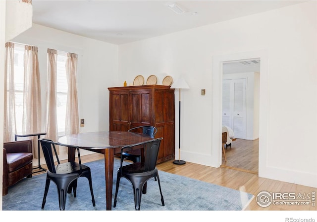 dining room with light hardwood / wood-style floors