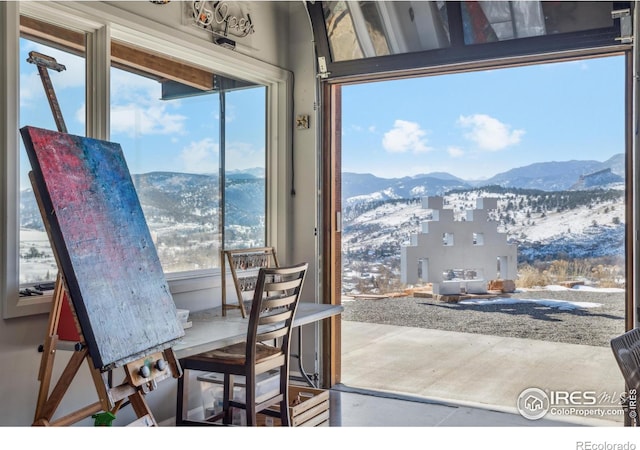 doorway with a mountain view