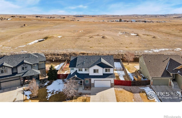 bird's eye view with a rural view