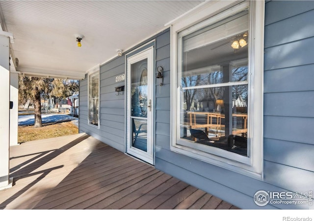 deck featuring covered porch