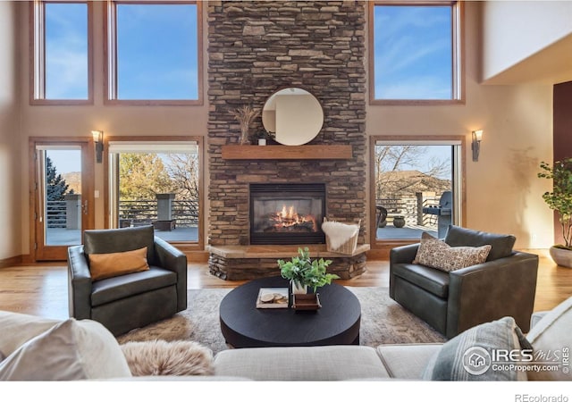 living room featuring plenty of natural light and wood finished floors