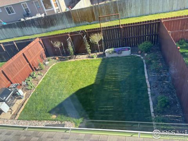 view of yard featuring a fenced backyard