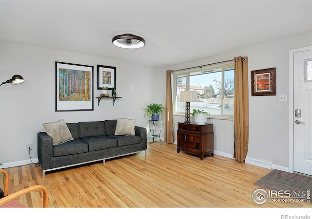 living room featuring light wood-type flooring