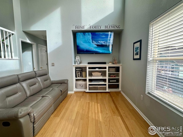 living room with hardwood / wood-style flooring